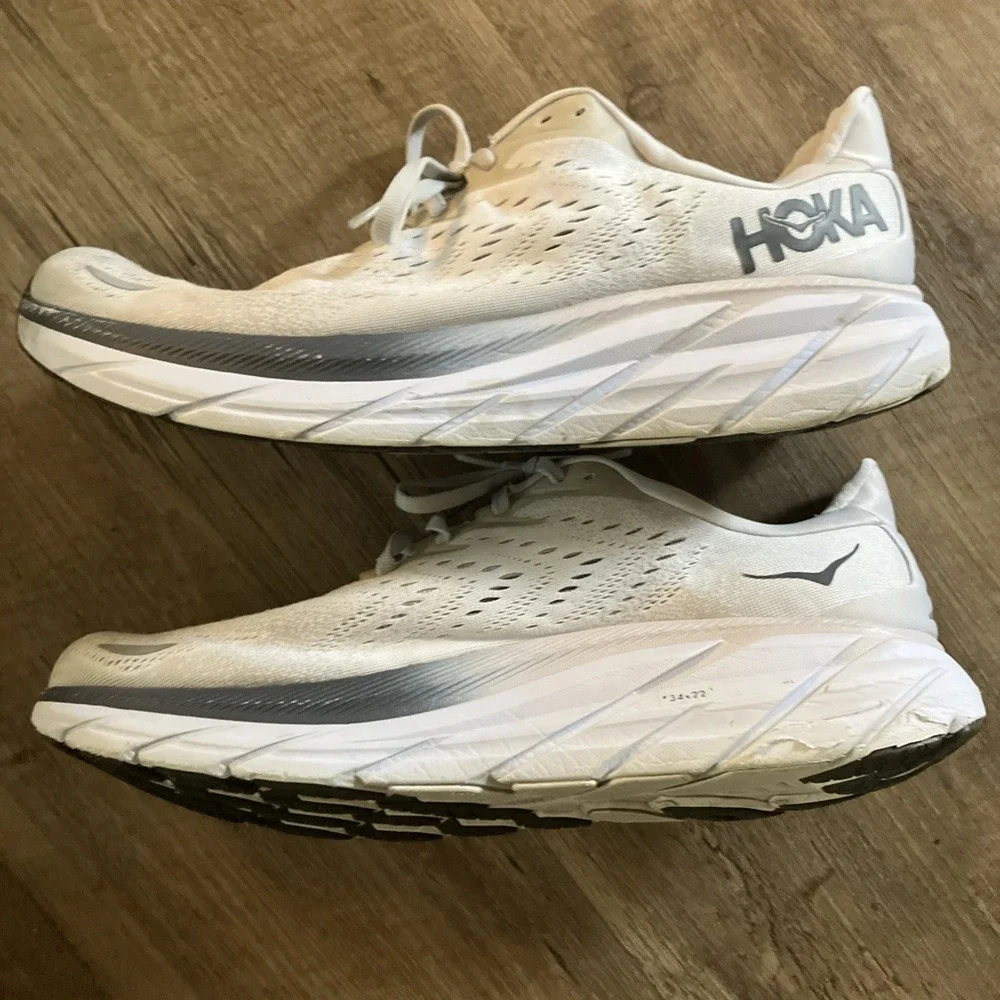 Hoka One One Clifton 8 Wide 1121374 LRNC Gray Running Shoes Sneaker Mens 12 2E
